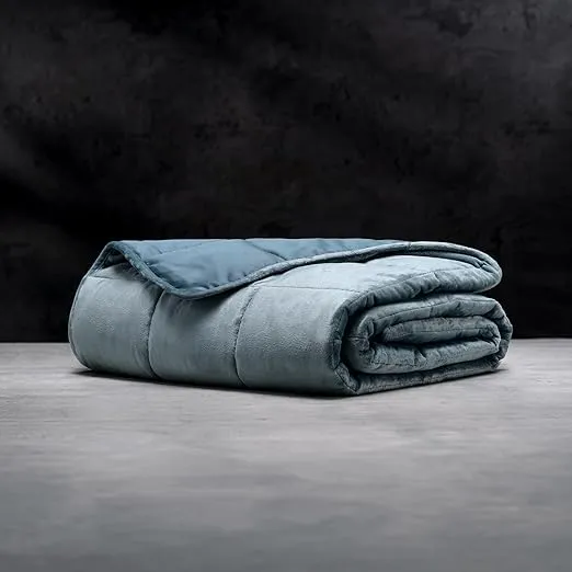 LUXOME Full Size Weighted Blanket | Integrated Cooling & Plush Cover | 15 lbs | 54"x72" | Ocean