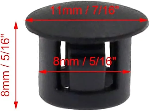 30PCS 8mm (5/16") Black Hole Plugs Plastic Flush Type Hole Plugs Snap in Locking Hole Tube, Furniture Fencing Post Pipe Insert End Caps (Black)