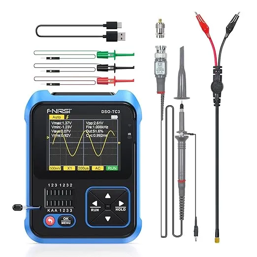 3 in 1 Handheld Digital Oscilloscope,DSO-TC3 Oscilloscopes & DDS Signal Generator & Transistor Tester, 50MHz Bandwidth,10MSa/s Sampling Rate,Multimeter Portable Oscilloscopes