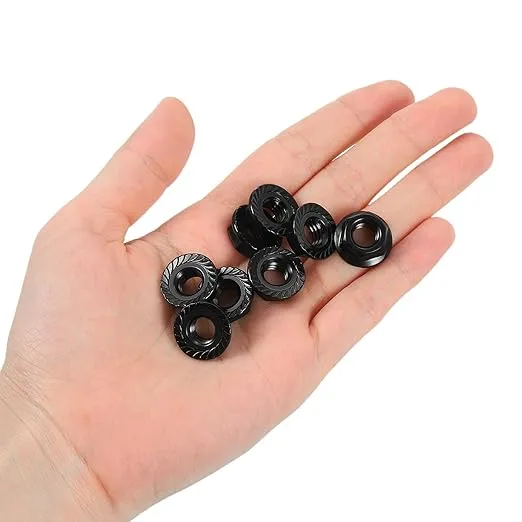 uxcell 5/16-18 Serrated Flange Hex Lock Nuts, 25Pcs 304 Stainless Steel Non-Slip Hexagon Flange Nut, Full Thread, Bright Finish, Black