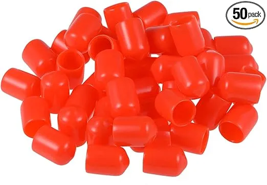 uxcell 50pcs Rubber End Caps 9.5mm(3/8-inch) ID Vinyl Round Tube Bolt Cap Cover Screw Thread Protectors Red