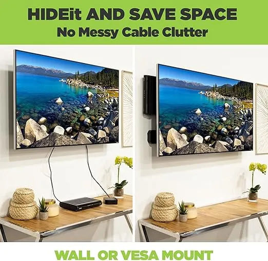 HIDEit Mounts Uni-SW VESA Mount - American Company - Black Steel Adjustable Small and Wide Device Wall Mount - Cable Box Wall Mount, Modem Wall Mount, Router Mount and More - Behind TV Cable Box Mount