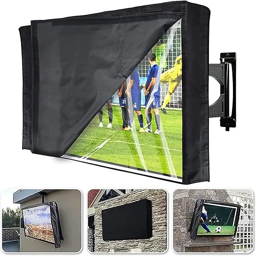 HOMEYA Outdoor TV Cover 30-32 Inch with Clear Scratch Resistant Front Flap + Bottom Cover, 600D Weatherproof & Waterproof TV Screen Protector, Fits Most TV Mounts Stands with Remote Controller Pocket