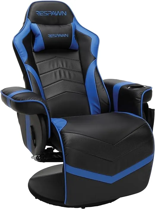 RESPAWN 900 Gaming Recliner - Video Games Console Recliner Chair, Computer Recliner, Adjustable Leg Rest and Recline, Recliner with Cupholder, Reclining Gaming Chair with Footrest - Blue