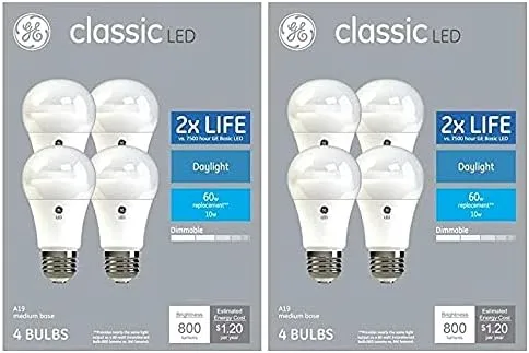 GE Classic 60-Watt EQ A19 Daylight Dimmable LED Light Bulb (8-Pack)