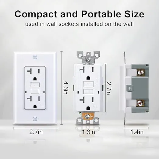 20 Amp GFCI Outlet, Tamper-Resistant GFI Receptacle with LED Indicator, Self-Test Ground Fault Circuit Interrupter, Decorator Wall Plates and Screws Included, UL Listed, White(1 Pack)