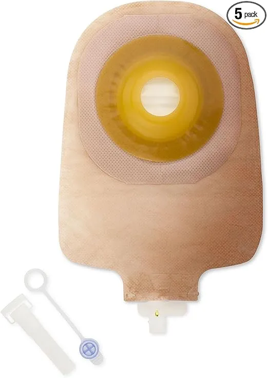 Premier Urostomy Pouch Drainable 1.125" Stoma 9"L 1pc System Ultra Clear 8485, 5 Ct