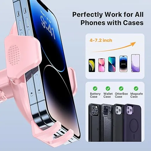 Miracase Phone Holders for Your Car with Metal Hook Clip, Air Vent Cell Phone Car Mount, Hands Free Universal Automobile Cradle Fit for iPhone Android and All Smartphones (Pink)