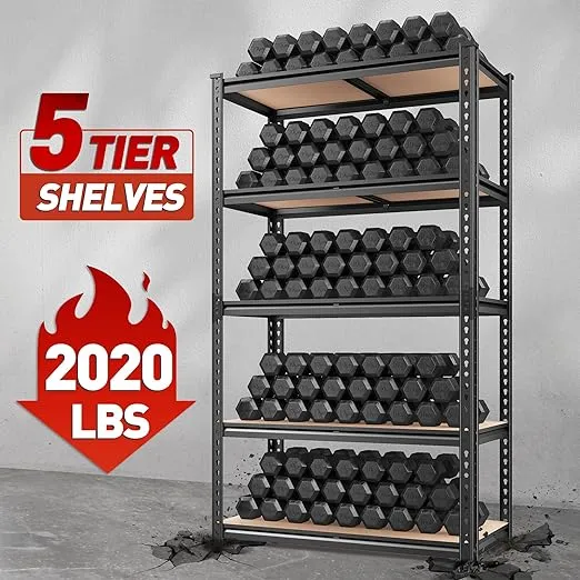 REIBII 2020LBS Storage Shelves 72"H Garage Shelving Heavy Duty 5 Tier 72"H x 35.55"W x 16"D Adjustable Metal Shelving Unit for Garage Shelves Utility Rack Shelf for Basement Pantry Closet Shelves,3P