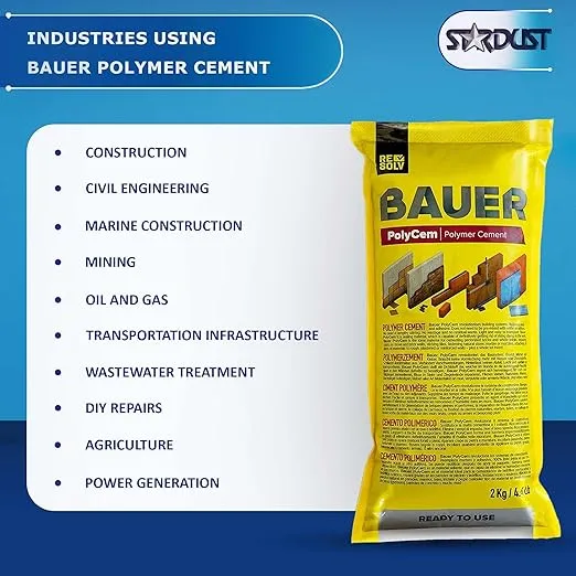 Bauer Instant Polymer Cement, Ready-to-Use Alternative to Mortar & Adhesives - Versatile for Concrete Crack Repair, Stone Tile Crack Repair & Brick Repair, Convenient, Durable & Easy to Store - 2kg