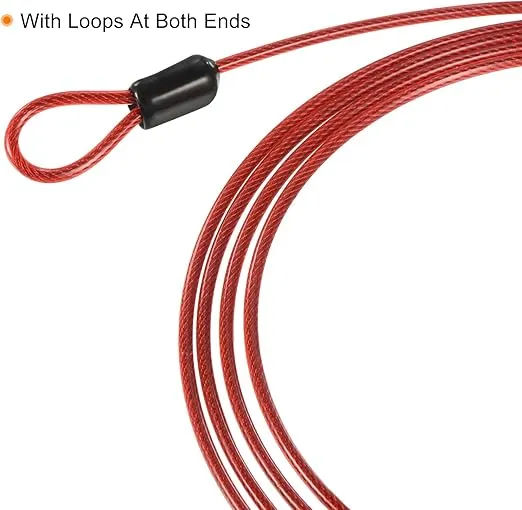 PATIKIL Security Steel Cable 2.5mm x 0.5m/1.64ft Coated Luggage Lock Wire Rope with Double Loop Red 2 Pack