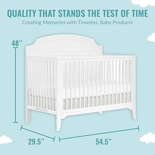 JPMA & Greenguard Gold Certified Dream On Me Milton 5-in-1 Convertible Crib Made with Sustainable New Zealand Pinewood in White, Non-Toxic Finish