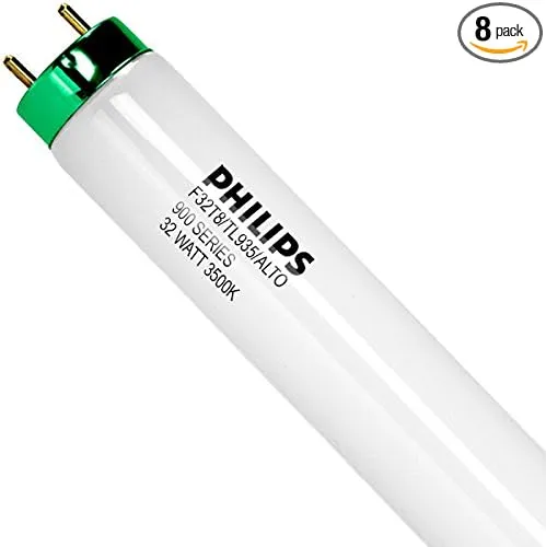 Philips 479600 - F32T8/TL935/ALTO - 32 Watt - T8 - 36,000 Hours - 2,600 Lumens - 3500K - 900 Series Phosphors 8-Pack