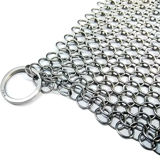 Cast Iron Cleaner 8"x6" 316L Stainless Steel Chainmail Scrubber for Griddle Skillet Dutch Oven Wok Stainless Steel Pot Cast Iron Pan