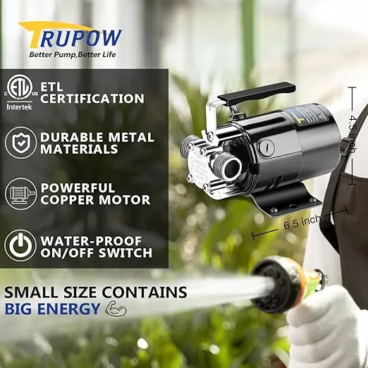1/10HP 330GPH 115-Volt Mini Portable Electric Utility Sump Transfer Water Pump with ON/OFF Switch(Only Pump)