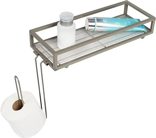 Honey-Can-Do Over-The-Toilet Toilet Paper and Storage Tray BTH-08461 Satin Nickel