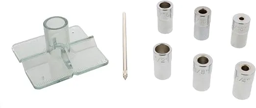 DCT SAE Drill Bit Guide Centering Punch 8-pc Center Drilling Set Kit – 3/16 to 1/2in Bushings, Locating Pin, Guide