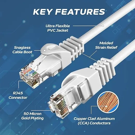 Cables Direct Online Cat5e 200FT Network Ethernet Patch Cable, 350Mhz Internet Wire, Compatible with PC, Laptop, Modem, Router, TVs, Printer Cord, Consoles for Home and Office, Blue