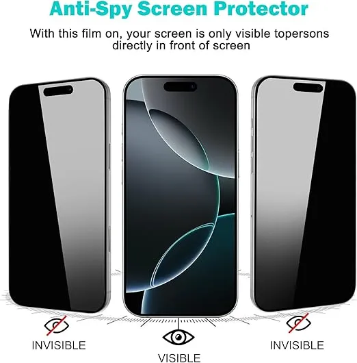 Pehael [3+3Pack] Privacy Screen Protector for iPhone 16 Pro with Camera Lens Protector Full Coverage Anti-Spy Tempered Glass Film 9H Hardness Upgrade Edge Protection Easy Installation Bubble Free [6.3 inch]