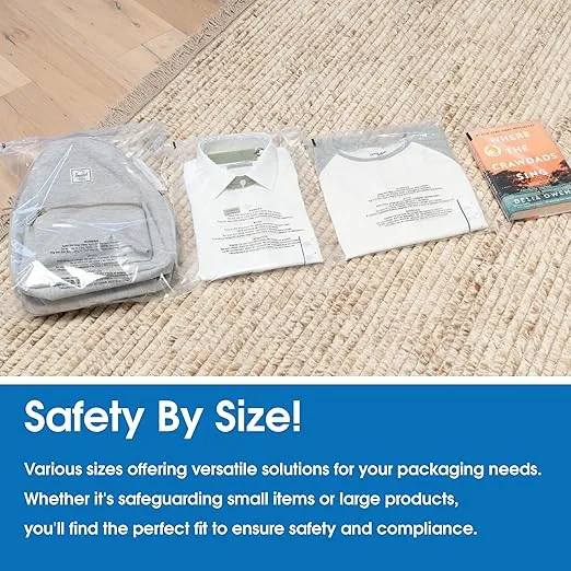 Spartan Industrial - 11” X 14” (200 Count) Self Seal Clear Poly Bags with Suffocation Warning for Packaging, T Shirts & FBA - Permanent Adhesive