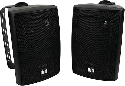 Dual Electronics 4" 3-Way High Performance Outdoor Indoor Speakers with Powerful Bass, Effortless Mounting Swivel Brackets, All Weather Resistance, Sold in Pair, LU43PP